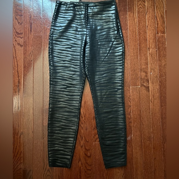 PLUS SIZE FAUX LEATHER ZEBRA PRINT PANTS main image 0